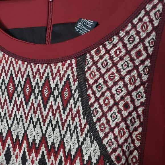 Desigual XLarge NWT Red Burgundy Patchwork Sheath Dress - Red Sweaterdress - Picture 3 of 13